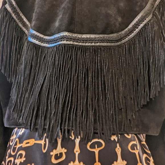 Fun Vintage Black Suede Fringe Jacket by Wilson Leather Experts - Picture 4 of 13